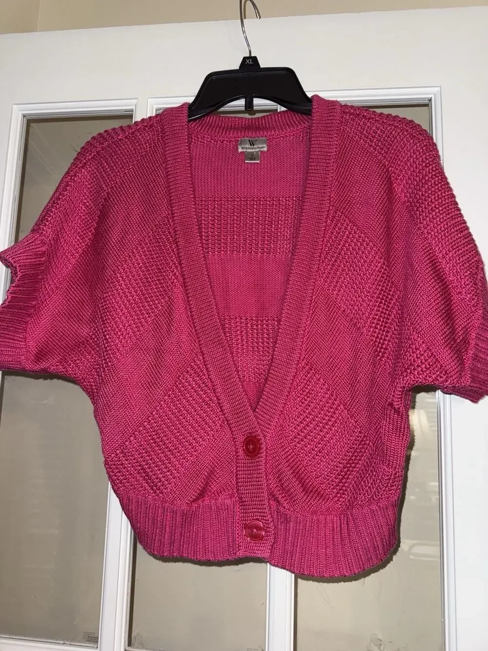 Worthington Women’s Cropped Cardigan Short Sleeve Chunky Knit Large
